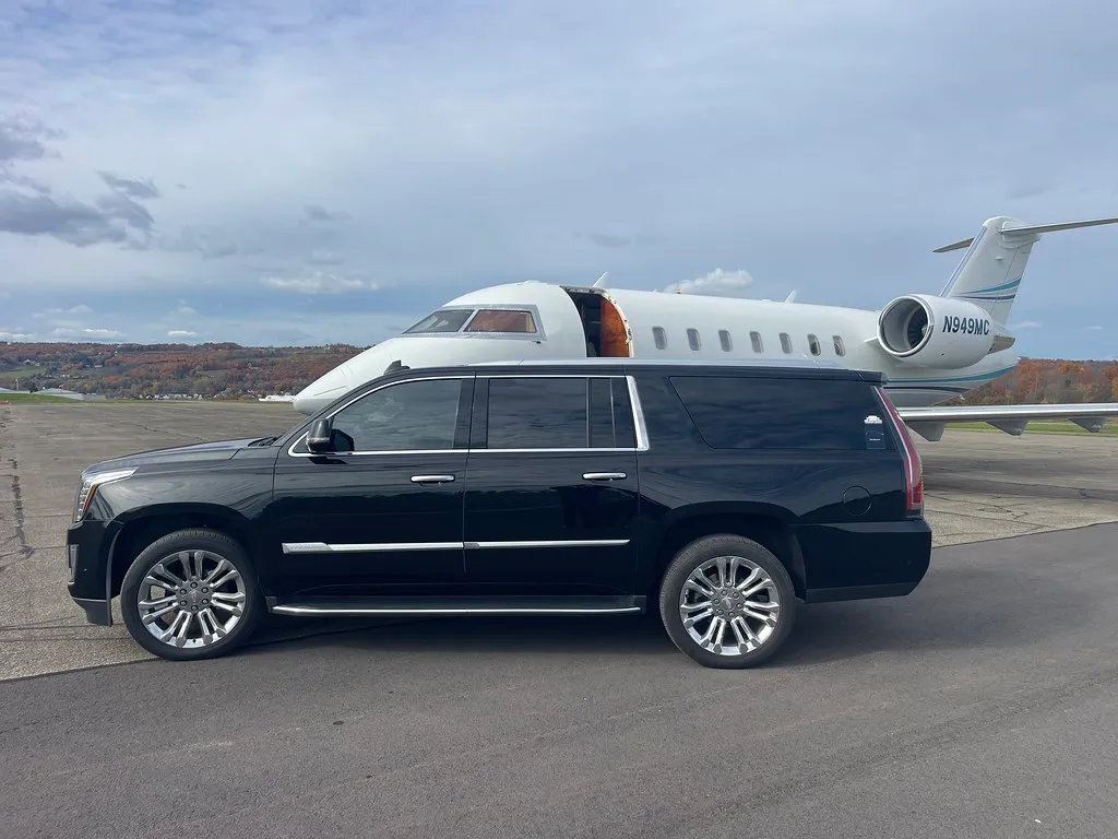 Professional Miami limousine ready for airport pickup