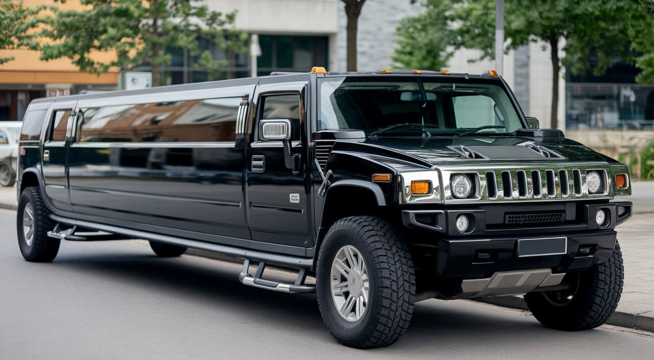 Black Hummer limousine exterior