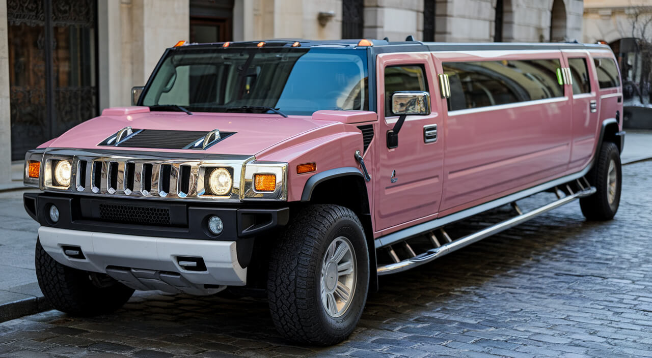 Pink Hummer limousine exterior