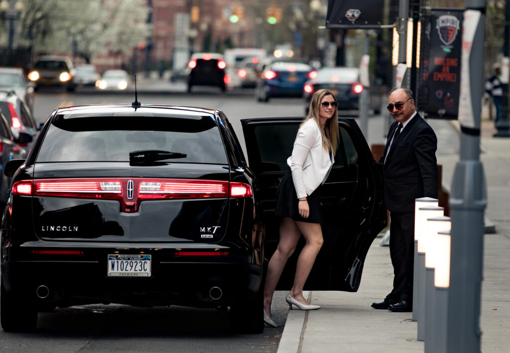 Professional Miami limousine ready for airport pickup