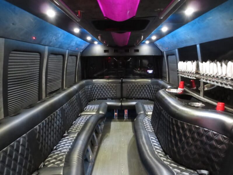 24–26 passenger party bus interior view 1