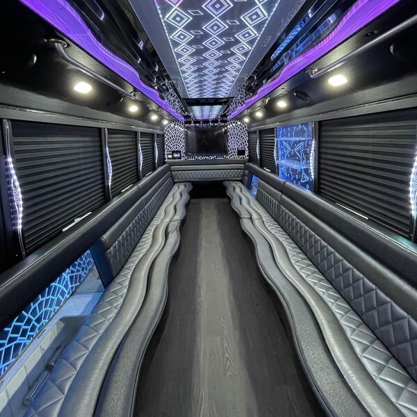 24–26 passenger party bus interior view 2